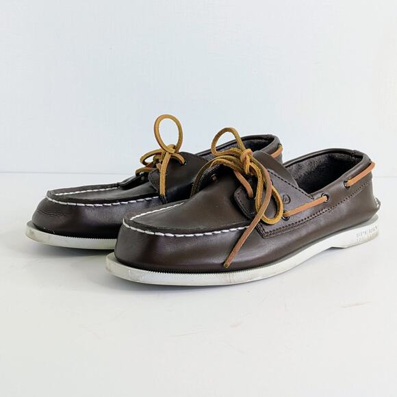 Sperry Boat Shoes EU 37.5 Brown Leather Original 2 Eye Lace Up Flats Round Toe - Picture 12 of 13